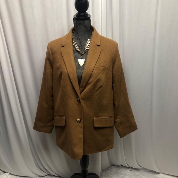 Talbots Blazer Womens Size 14 Petite Brown Wool Blend Woven In Italy Jacket - Picture 1 of 6